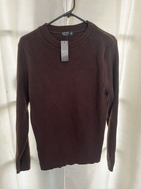 NWT BOOHOOMAN Mens Oversized Sweater Brown Made in UK Rare Casual Classic Size M
